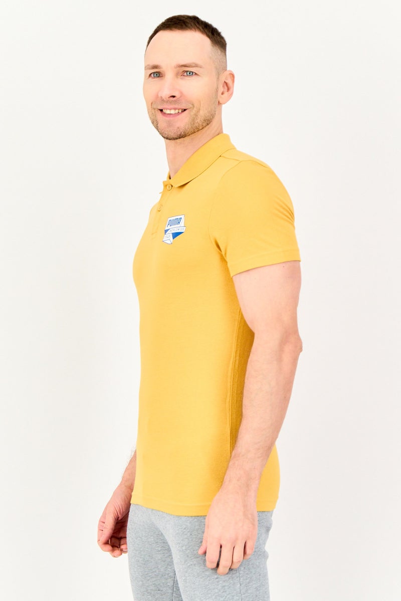 PUMA Men Slim Fit Short Sleeve Outdoor Polo Shirt, Mustard Yellow - Image 4